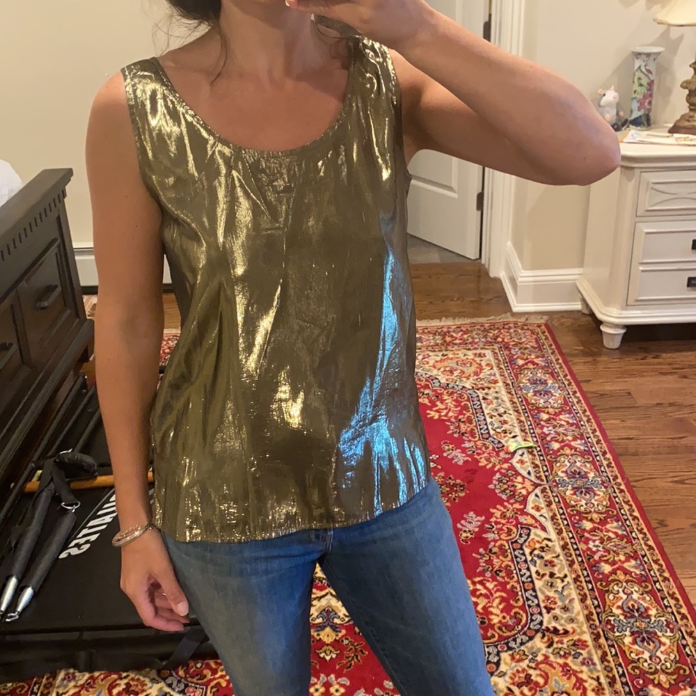 Vintage Y.LE.V Metallic Gold Lame Tank size 8